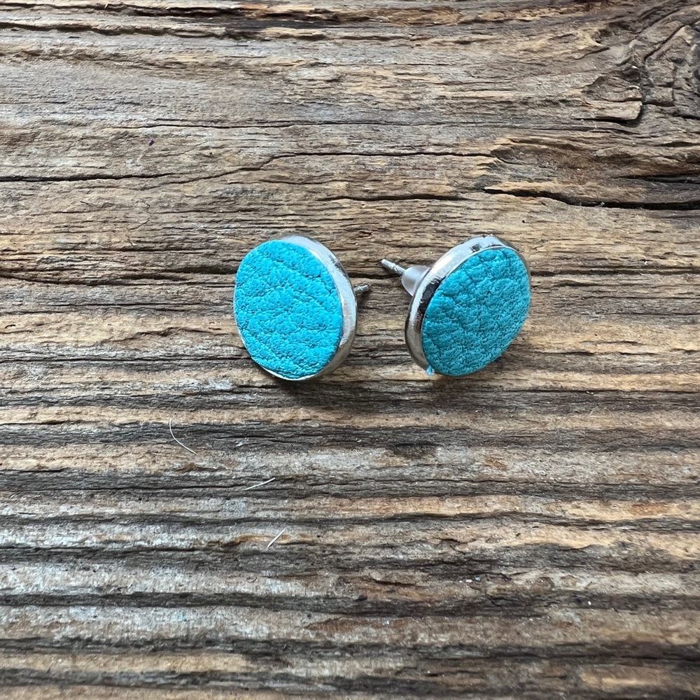 summer stud earrings spring jewelry gift for birthday turquoise leather post